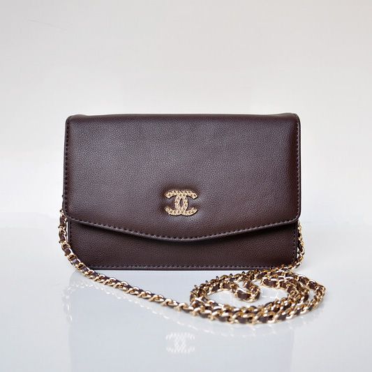 Borsa Chanel A33800 Flap Shoulder pelle di vitello Caff¨¨ scuro