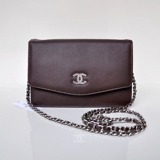 Borsa Chanel A33800 Flap Shoulder pelle di vitello Caff¨¨ scuro