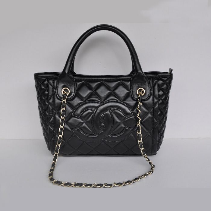 Chanel pelle di pecora Tote Borse A61078 Nero