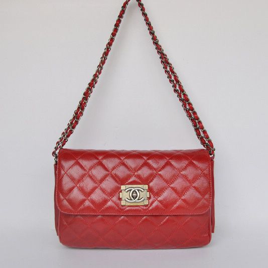 Borsa Chanel Flap A66285 Clafskin spalla di cuoio rosso