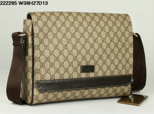 Gucci 222.285 Large Canvas Messenger Bag Coffee