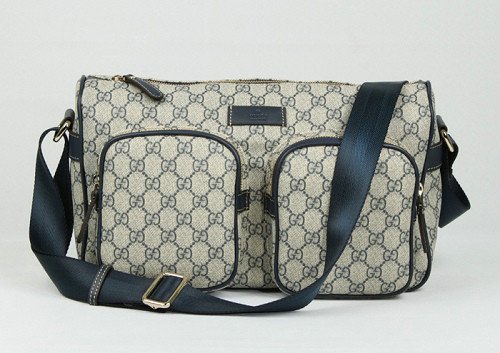 Gucci 246881 GG tessuto con pelle Messenger Bag Blu