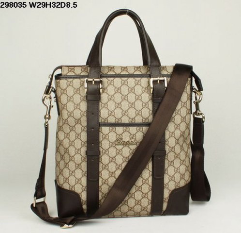 Gucci 298035 Tessuto con Leather Tote Bag Marrone Caffè