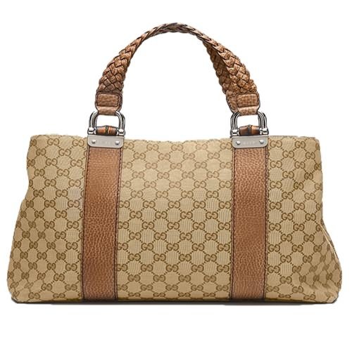 Gucci Outlet Bamboo Bar Borsa media 232947 Beige / Marrone Chiar