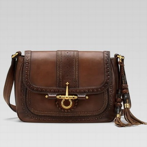 Gucci Outlet Snaffle Bit Medium Shoulder Bag 263955 in Dark Brow