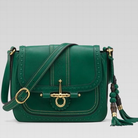 Gucci Outlet Snaffle Bit Medium Shoulder Bag 263955 in verde
