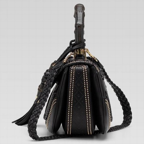 Gucci New Bamboo Top Handle Bag 263970 in nero