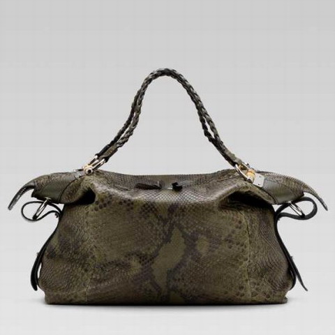 Gucci Bamboo Bar Large Tote 232929 nel colore Verde militare