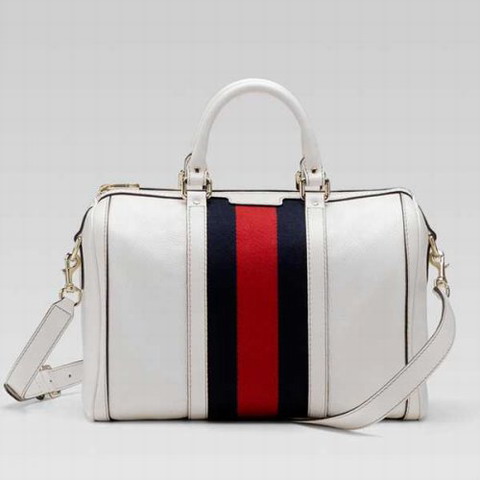 Gucci Vintage Web Medium Boston Bag 247205 in Bianco