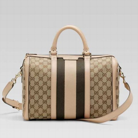 Gucci Vintage Web Medium Boston Bag 247205 in Beige / Sabbia