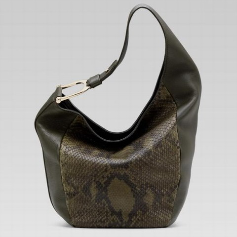 Gucci Outlet Greenwich Medium Shoulder Bag 257050 in verde milit