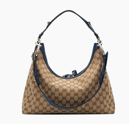 Gucci Outlet Icon Bit Medium Hobo 232961 Beige / Blu