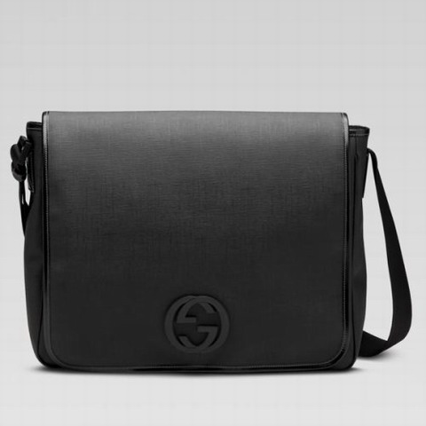 Gucci Large Bag Messenger con interblocco G 222291 in nero