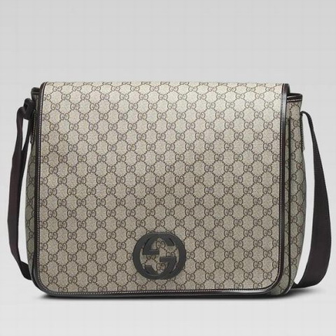 Gucci Large Bag Messenger con interblocco G 222291 in Beige / Mi