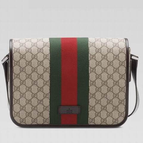 Gucci Messenger Bag con Web Dettaglio 190692 in beige / ebano