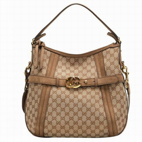 Gucci GG Esecuzione Media Hobo 247185 Beige / Marrone chiaro