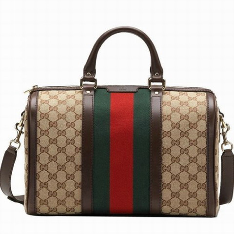 Gucci Vintage Web Medium Boston Bag 247205 Beige / Marrone