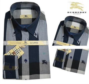 Burberry Outlet Burberry Uomo Controllato Maglie a manica lunga Blu scuro e Grigio Burberry_054