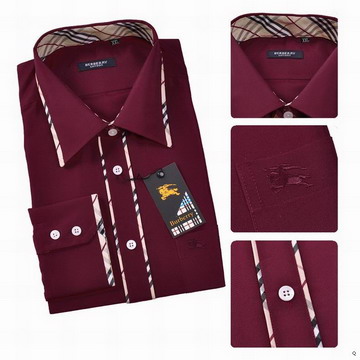 Classico Burberry Uomo Maglie a manica lunga rosso porpora Burberry_076