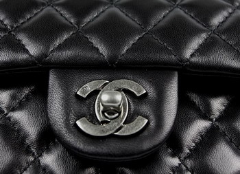 Chanel 2.55 Quilted Flap Handbag A1112 Black with Silver Hardware