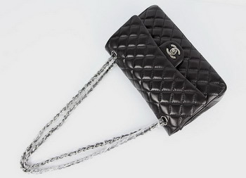 Chanel 2.55 Quilted Flap Handbag A1112 Black with Silver Hardware