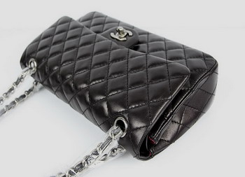 Chanel 2.55 Quilted Flap Handbag A1112 Black with Silver Hardware