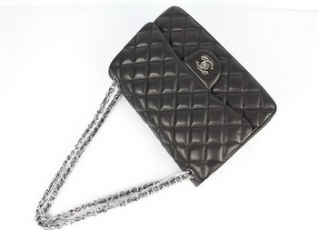 Chanel Jumbo Quilted Flap Bag A58600 Black with Silver Hardware