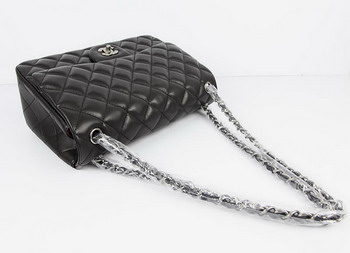 Chanel Jumbo Quilted Flap Bag A58600 Black with Silver Hardware