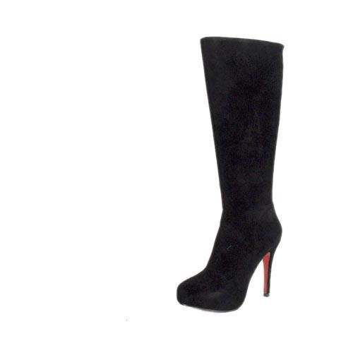 Christian Louboutin Suede Knee-High Boots Black