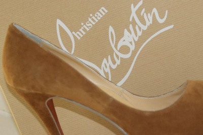 Christian Louboutin Very Prive Suede Platform Pumps Fawn