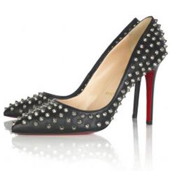 Christian Louboutin Black Leather Studded Pumps