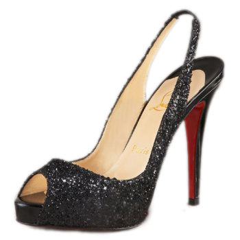 Christian Louboutin N Prive Fabric Slingbacks Black