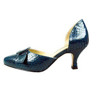 Manolo Blahnik Buckle snakeskin leather dark blue