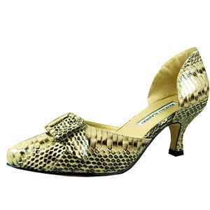 Manolo Blahnik Buckle snakeskin leather golden