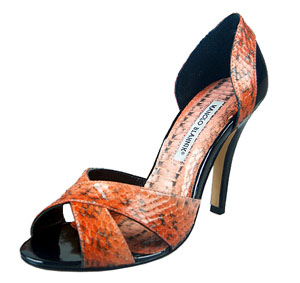 Manolo Blahnik Fashion Snake Sandals Black and Red