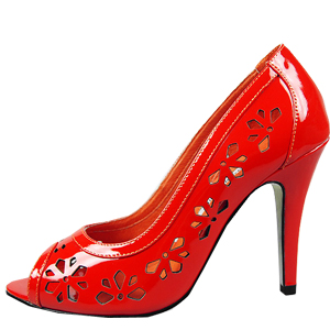 Manolo Blahnik Floral cut-out pumps red