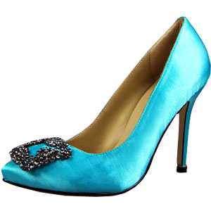 Manolo Blahnik Something Satin Pump green