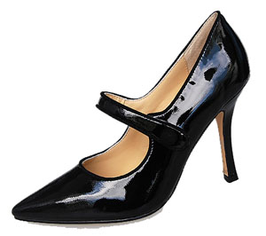 Manolo Blahnik black patent Mary Janes pumps