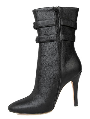 Manolo Blahnik double strap buckled booties black