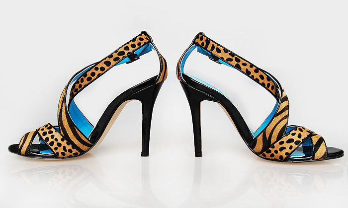 Manolo Blahnik double x-strap leopard print sandals