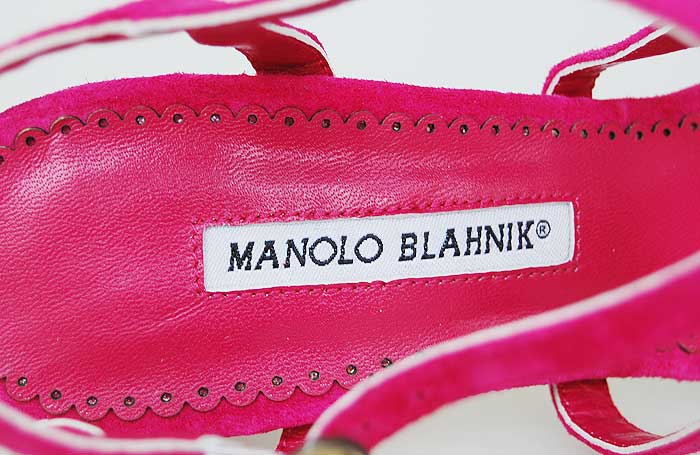 Manolo Blahnik ferret sandals fuchsia