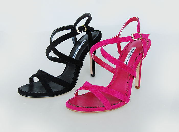 Manolo Blahnik ferret sandals fuchsia