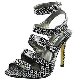 Manolo Blahnik five-buckle watersnake skin sandals black