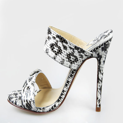 Manolo Blahnik snakeskin print double strap sandals