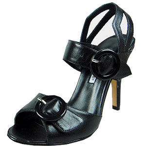 manolo blahnik double buckled sheepskin clingback sandals black