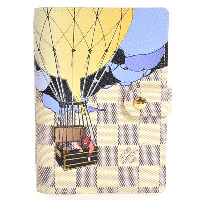 Louis Vuitton Tela Damier Azur Copertina Per Agenda Con Anelli Piccoli Illustre Borse R21129