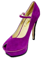 YSL Ankle Strap Suede Platform high heel Pumps purple
