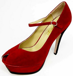 YSL Ankle Strap Suede Platform high heel Pumps Red