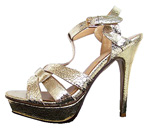 YSL Crackled Leather high heel sandals sliver
