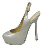 YSL Platform Slingbacks high heel Pump silver